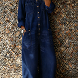 Noa - Denim-jumpsuit med Off-shoulder Udskæring