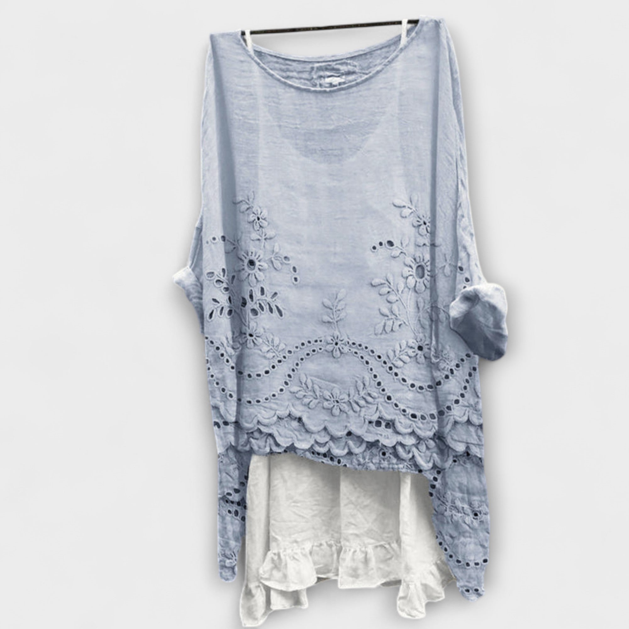 Ella - Bluse med Dobbeltlagskant