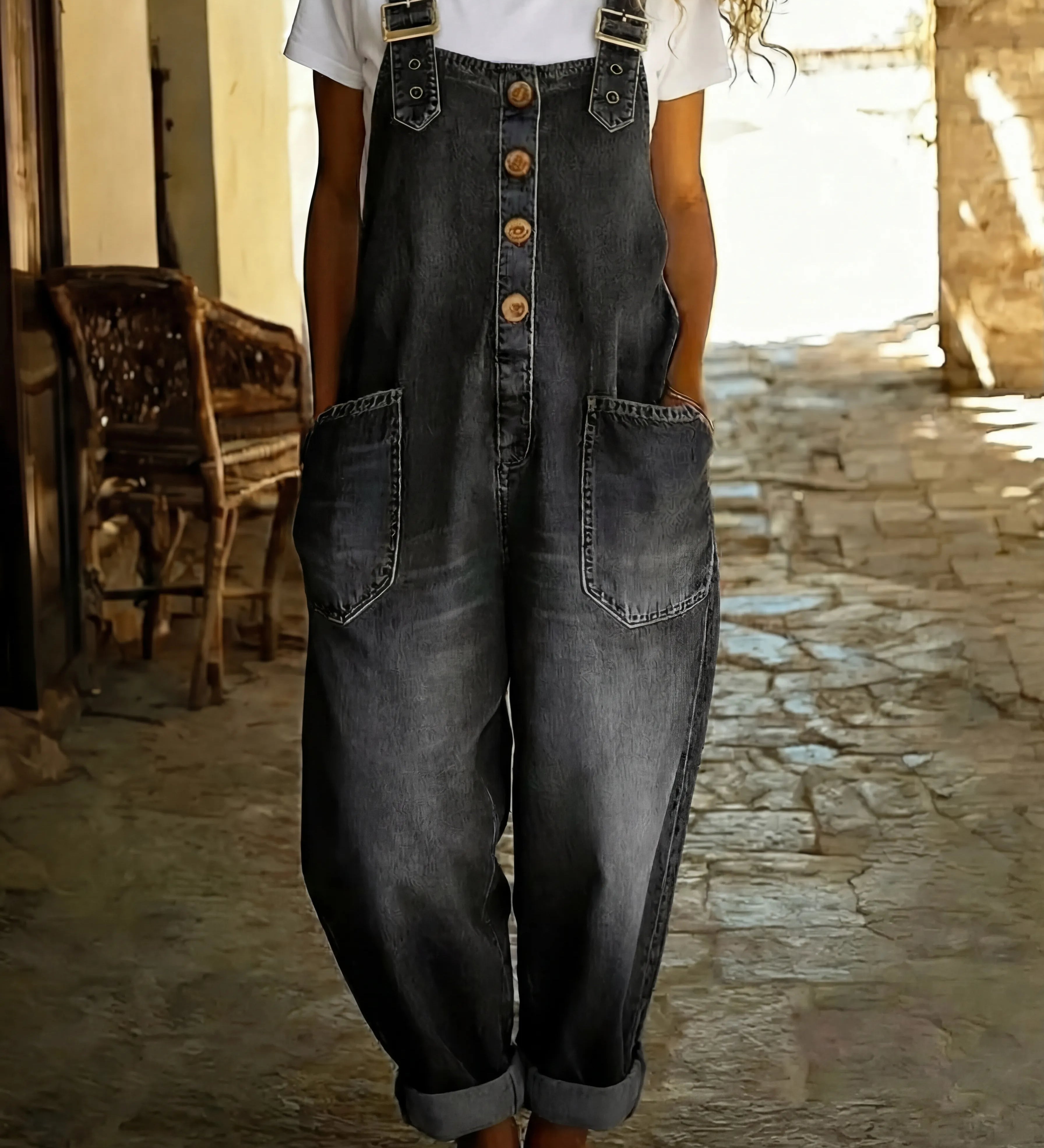 Juul - Denim-jumpsuit med Justerbare Stropper
