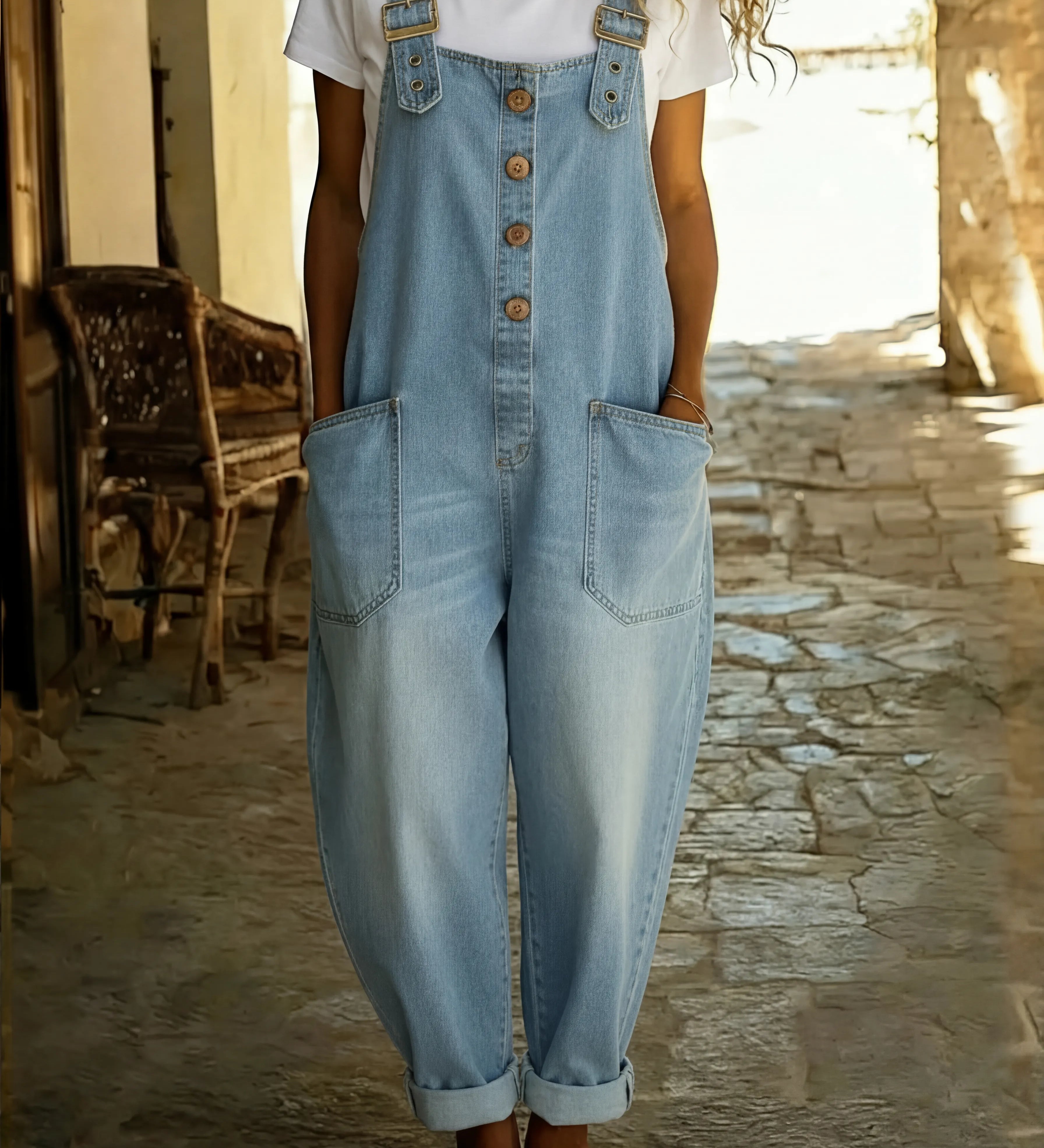Juul - Denim-jumpsuit med Justerbare Stropper