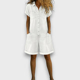 Tina - Vintage Bomulds-jumpsuit med Denimmønster