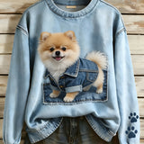 Pernille - Langærmet Retro Patchwork Dyreprint Sweatshirt